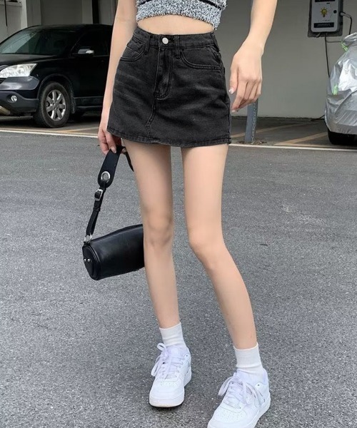 Miniministore（ミニミニストア）の「デニムスカパン キュロットスカート韓国風（デニムスカート・レディース・チャコールグレー/サックスブルー・S/M/L/XL）」の11枚目の写真