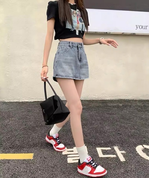 Miniministore（ミニミニストア）の「デニムスカパン キュロットスカート韓国風（デニムスカート・レディース・チャコールグレー/サックスブルー・S/M/L/XL）」の17枚目の写真