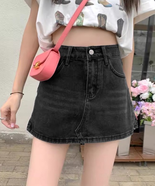 Miniministore（ミニミニストア）の「デニムスカパン キュロットスカート韓国風（デニムスカート・レディース・チャコールグレー/サックスブルー・S/M/L/XL）」の18枚目の写真