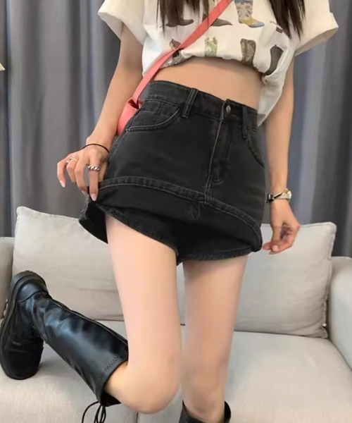 Miniministore（ミニミニストア）の「デニムスカパン キュロットスカート韓国風（デニムスカート・レディース・チャコールグレー/サックスブルー・S/M/L/XL）」の19枚目の写真