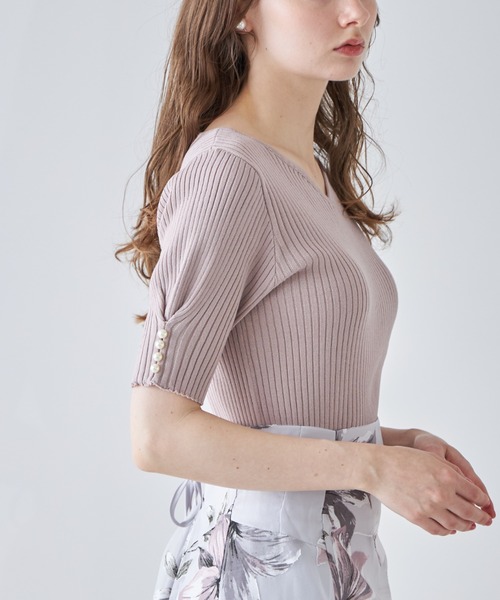 tocco closet(トッコ クローゼット)の「パール付きタックスリーブリブニットプルオーバー(ニット/セーター・レディース・ピンク系その他/ブラック/オフホワイト・M)」の20枚目の写真