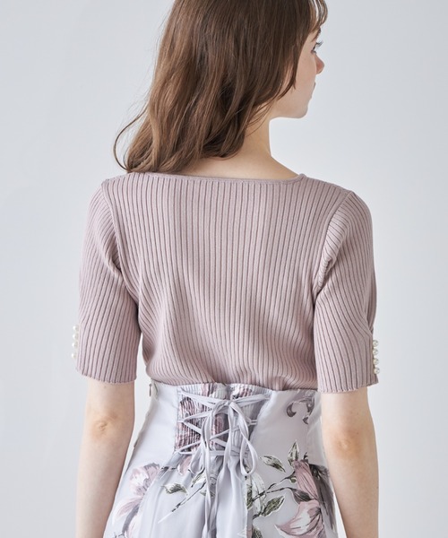 tocco closet(トッコ クローゼット)の「パール付きタックスリーブリブニットプルオーバー(ニット/セーター・レディース・ピンク系その他/ブラック/オフホワイト・M)」の21枚目の写真