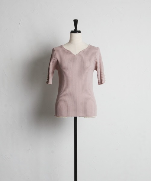 tocco closet(トッコ クローゼット)の「パール付きタックスリーブリブニットプルオーバー(ニット/セーター・レディース・ピンク系その他/ブラック/オフホワイト・M)」の22枚目の写真