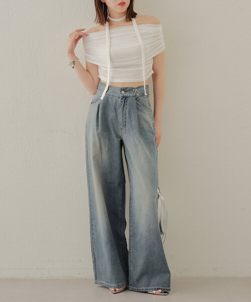 Chico(チコ)の「【WEB限定/リニー】オーバーダイワイドデニムパンツ(デニムパンツ・レディース・ブルー/スカイブルー/グレー・1/0)」の5枚目の写真