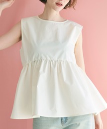 【WEB限定セール】パリフワギャザーフレアノースリーブブラウス