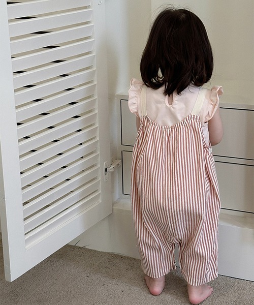 サロペット・オーバーオール・オールインワン bibiy STELLA ROMPERS セール】【LEJA BABY】ストライプ柄フロントボタン
