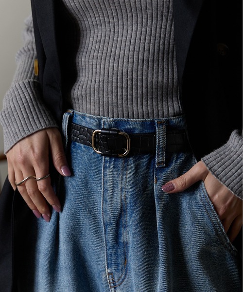 Lien Select（リエンセレクト）の「ノンホールレザーベルト 本革（ベルト・レディース・ベージュ/ブラウン系その他/ブラック×シルバー/ブラック×ゴールド/ブラウン系その他2/ブラウン系その他3/ブラウン系その他4/グレー系その他/ベージュ系その他/グレー系その他2/ベージュ系その他2/ブラック×ブラック/ブラウン系その他5/ブラウン系その他6/ブラック系その他2/ブラウン系1/ブラウン系2/ブラック系その他/ブラック系その他4/ベージュ系その他4/ブラック系その他3/ベージュ系その他3・FREE）」の3枚目の写真