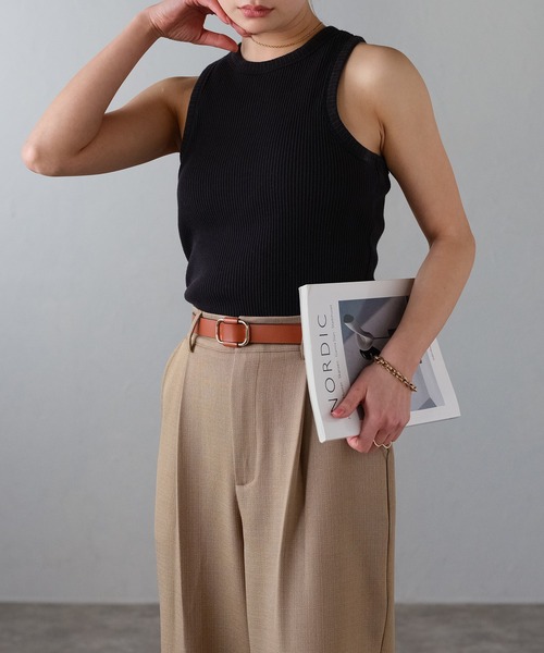 PUBLIC TOKYO ノンホールレザーベルト PUBLIC TOKYO（パブリックトウキョウ）の「レザーノンホール