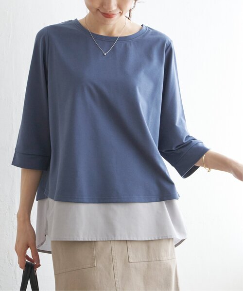 ikka(イッカ)の「【親子コーデ】裾レイヤードプルオーバー(Tシャツ/カットソー・レディース・ブラック/ブラウン/ライトグレー/ブルー・M/S/L)」の1枚目の写真