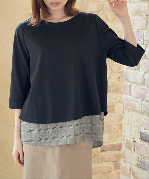 ikka(イッカ)の「【親子コーデ】裾レイヤードプルオーバー(Tシャツ/カットソー・レディース・ブラック/ブラウン/ライトグレー/ブルー・M/S/L)」の2枚目の写真
