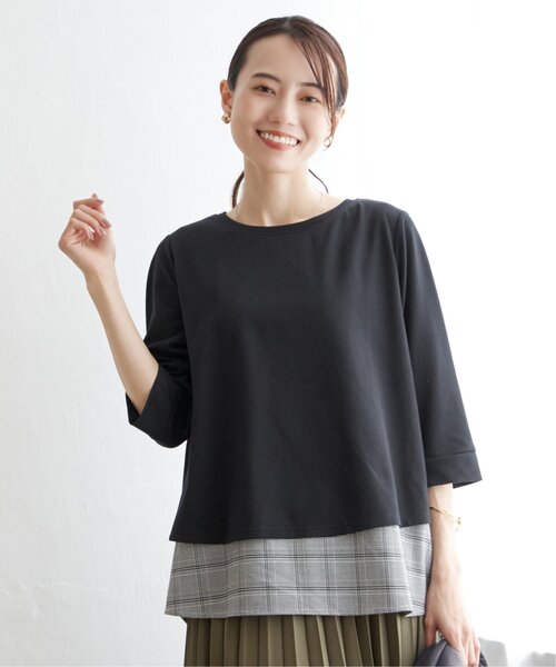 ikka(イッカ)の「【親子コーデ】裾レイヤードプルオーバー(Tシャツ/カットソー・レディース・ブラック/ブラウン/ライトグレー/ブルー・M/S/L)」の13枚目の写真