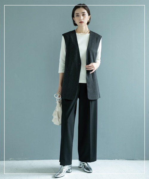 OPAQUE.CLIP（オペークドットクリップ）の「◆ボートネック7分袖カットソー【洗濯機洗い可】（Tシャツ/カットソー・レディース・ブラック/ブラウン系その他/ブラウン系3/ホワイト・36/38/40/42）」の9枚目の写真