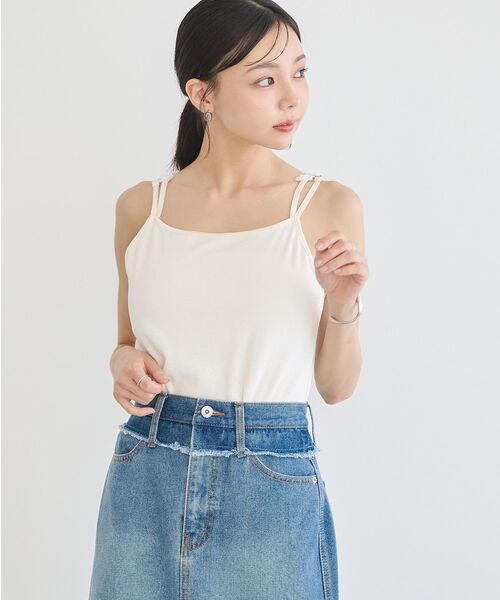 earth music&ecology(アースミュージックアンドエコロジー)の「フラワーモチーフキャミ(キャミソール・レディース・ライトグレー/ピンク/アイボリー/ブラック・S/M)」の20枚目の写真