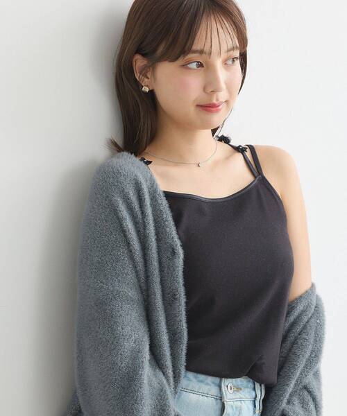 earth music&ecology(アースミュージックアンドエコロジー)の「フラワーモチーフキャミ(キャミソール・レディース・ライトグレー/ピンク/アイボリー/ブラック・S/M)」の15枚目の写真