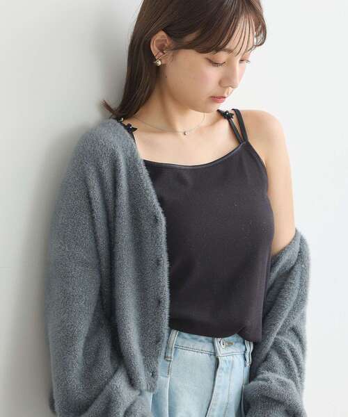 earth music&ecology(アースミュージックアンドエコロジー)の「フラワーモチーフキャミ(キャミソール・レディース・ライトグレー/ピンク/アイボリー/ブラック・S/M)」の14枚目の写真