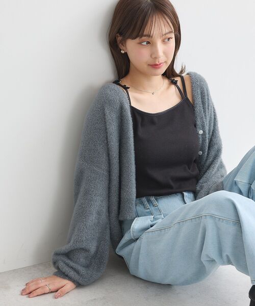 earth music&ecology(アースミュージックアンドエコロジー)の「フラワーモチーフキャミ(キャミソール・レディース・ライトグレー/ピンク/アイボリー/ブラック・S/M)」の13枚目の写真