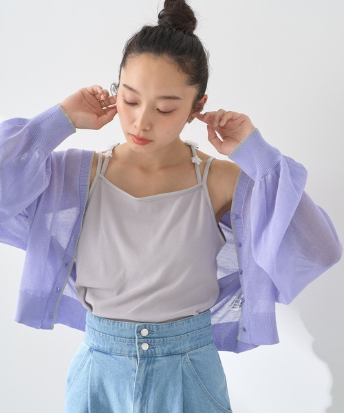 earth music&ecology(アースミュージックアンドエコロジー)の「フラワーモチーフキャミ(キャミソール・レディース・ライトグレー/ピンク/アイボリー/ブラック・S/M)」の4枚目の写真