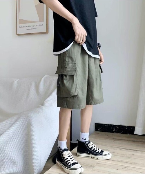 NOWLE(ノウル)の「【NOWLE】ワンポイント ミリタリー ショート カーゴパンツ(カーゴパンツ・メンズ・ベージュ/カーキ/ブラック・FREE)」の7枚目の写真