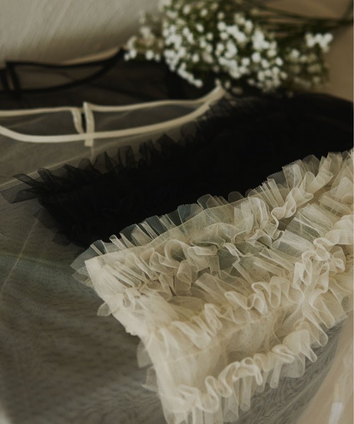 fupel（フぺル）の「sheer ruffle sleeve tops / シアーフリルスリーブトップス（Tシャツ/カットソー・レディース・オフホワイト/ブラック・FREE）」の18枚目の写真