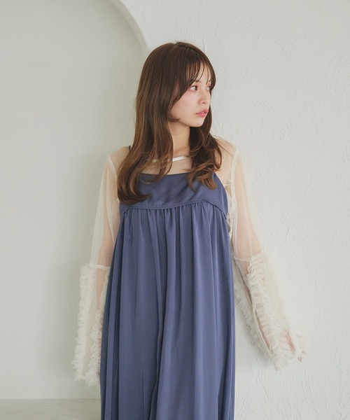 fupel（フぺル）の「sheer ruffle sleeve tops / シアーフリルスリーブトップス（Tシャツ/カットソー・レディース・オフホワイト/ブラック・FREE）」の21枚目の写真