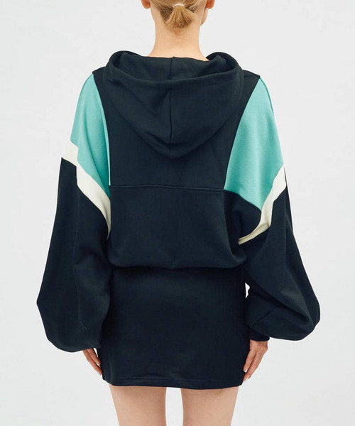 BACK TO THE FIELD（バック トゥー ザ フィールド）の「【MLB】スウェットZIPドルマンバイカラーフーディーワンピース（ワンピース・レディース・ブラック/グレー/グリーン・FREE）」の10枚目の写真