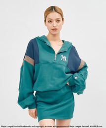 BACK TO THE FIELD | 【MLB】スウェットZIPドルマンバイカラーフーディーワンピース(ワンピース)