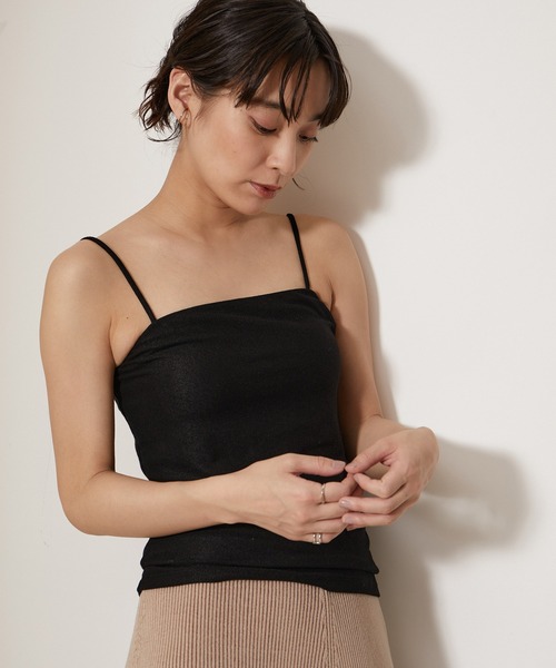 NERGY(ナージー)の「カシミアシルクカップ付きキャミソール(キャミソール・レディース・オレンジ/チャコールグレー/オフホワイト/ブラック・FREE)」の3枚目の写真
