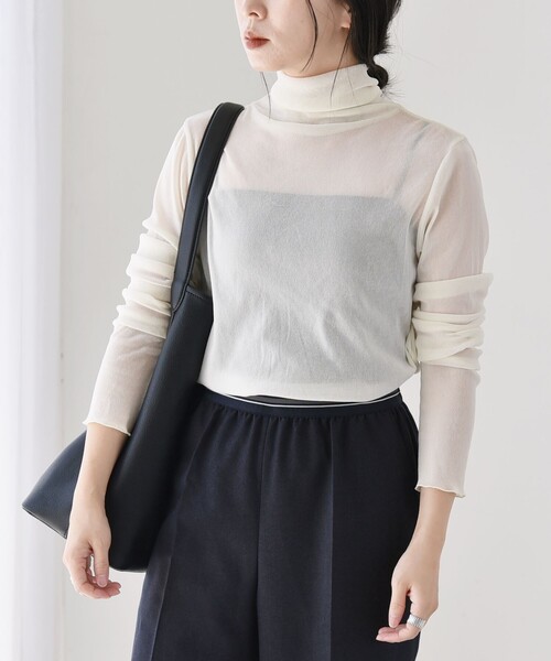 quaranciel（カランシエル）の「quaranciel:〈洗濯機可能〉フロッキー シアー タートル ネック 2（Tシャツ/カットソー・レディース・グレー/ブラック/オフホワイト・ONE SIZE）」の9枚目の写真