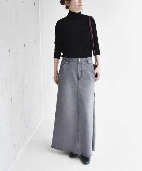 quaranciel（カランシエル）の「quaranciel:〈洗濯機可能〉フロッキー シアー タートル ネック 2（Tシャツ/カットソー・レディース・グレー/ブラック/オフホワイト・ONE SIZE）」の19枚目の写真