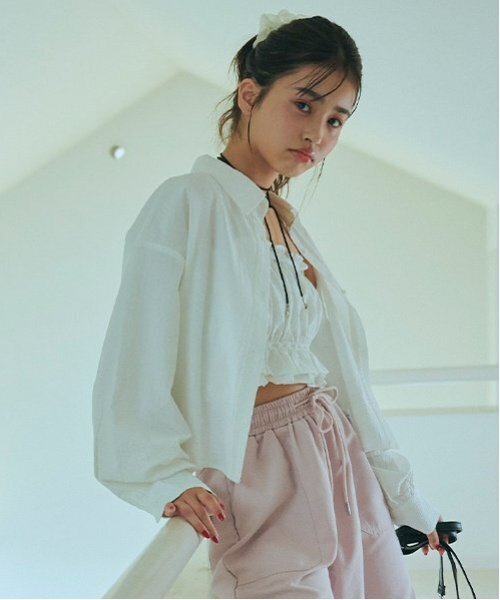 LOVETOXIC（ラブトキシック）の「ビスチェ付長袖シャツ（Tシャツ/カットソー・キッズ・オフホワイト/ブルー/ブラック・S/M/L）」の4枚目の写真