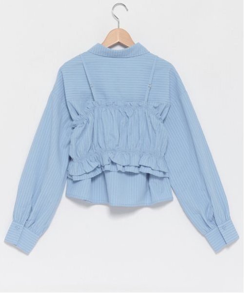 LOVETOXIC（ラブトキシック）の「ビスチェ付長袖シャツ（Tシャツ/カットソー・キッズ・オフホワイト/ブルー/ブラック・S/M/L）」の8枚目の写真