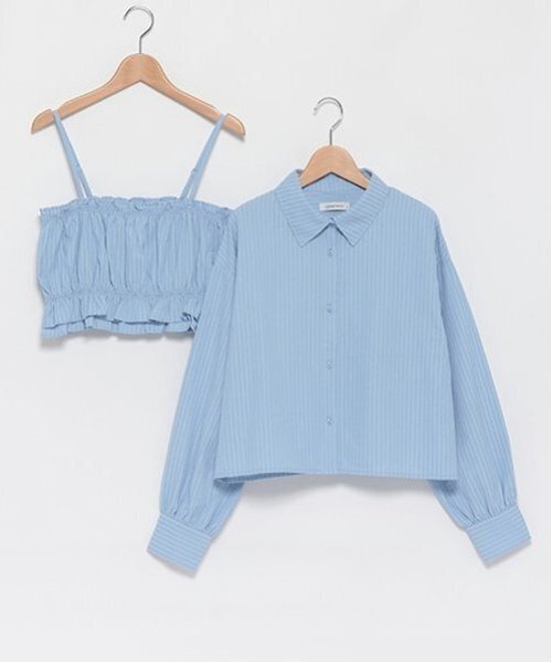 LOVETOXIC（ラブトキシック）の「ビスチェ付長袖シャツ（Tシャツ/カットソー・キッズ・オフホワイト/ブルー/ブラック・S/M/L）」の9枚目の写真