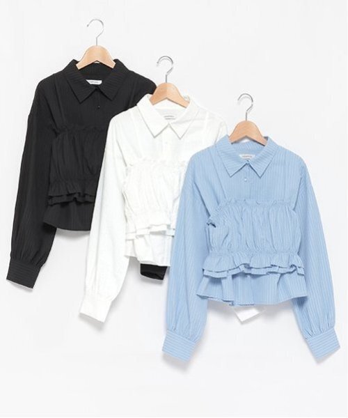 LOVETOXIC（ラブトキシック）の「ビスチェ付長袖シャツ（Tシャツ/カットソー・キッズ・オフホワイト/ブルー/ブラック・S/M/L）」の15枚目の写真