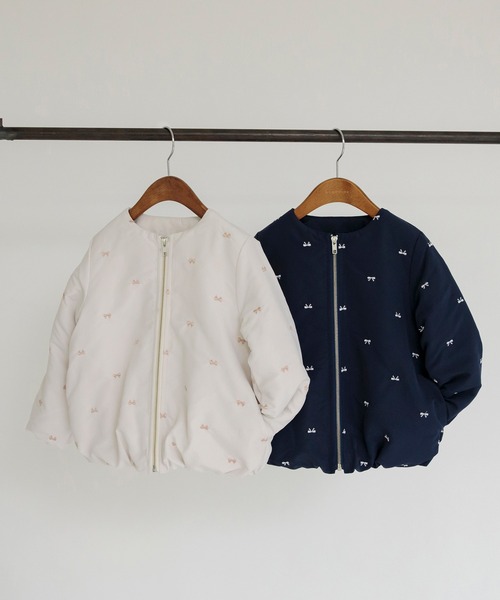 BRANSHES(ブランシェス)の「リボン柄刺繍中綿ブルゾン(ブルゾン・キッズ・ネイビー/アイボリー・130cm/110cm/120cm/90cm/100cm)」の15枚目の写真
