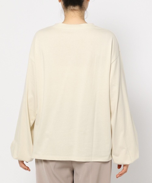 mysty woman(ミスティウーマン)の「フラワーフォトロンT 長袖 152817(Tシャツ/カットソー・レディース・オフホワイト/ブラック・FREE)」の8枚目の写真