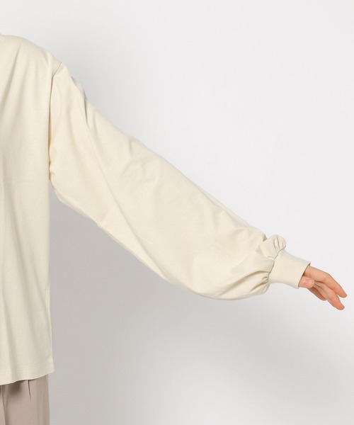 mysty woman(ミスティウーマン)の「フラワーフォトロンT 長袖 152817(Tシャツ/カットソー・レディース・オフホワイト/ブラック・FREE)」の11枚目の写真