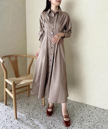 【WEB限定商品】マイナス5キロ見え/バックレースアップシャツワンピース