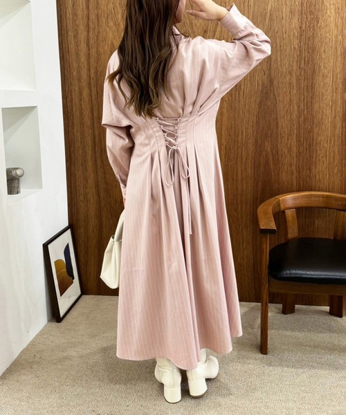 セール】【WEB限定商品】マイナス5キロ見え/バックレースアップシャツ