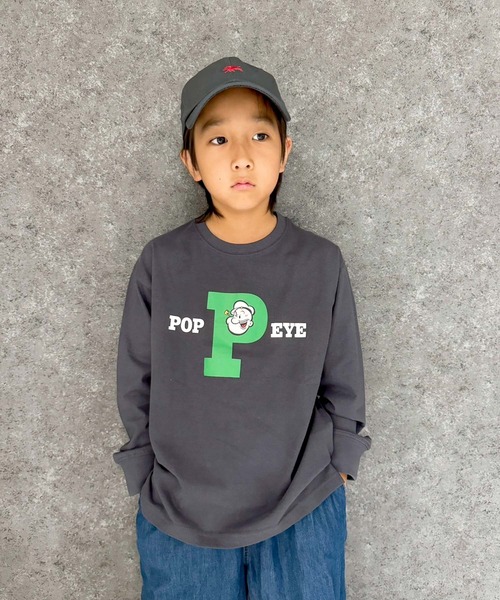 POPEYE(ポパイ)の「POPEYE ポパイ オーバーサイズ 長袖Tシャツ(Tシャツ/カットソー・キッズ・オフホワイト/杢グレー/ダークグリーン/ホワイト系/ブラック/チャコール/ベージュ/ネイビー・110cm/120cm/130cm/140cm/150cm/160cm)」の5枚目の写真
