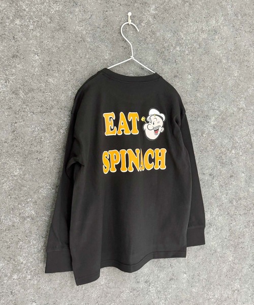 POPEYE(ポパイ)の「POPEYE ポパイ オーバーサイズ 長袖Tシャツ(Tシャツ/カットソー・キッズ・オフホワイト/杢グレー/ダークグリーン/ホワイト系/ブラック/チャコール/ベージュ/ネイビー・110cm/120cm/130cm/140cm/150cm/160cm)」の1枚目の写真