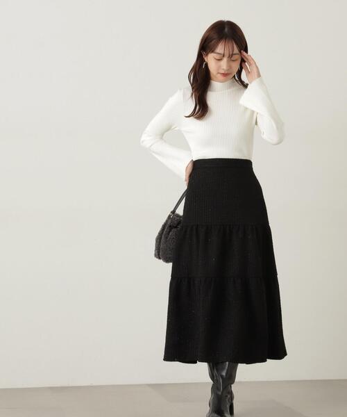 PROPORTION BODY DRESSING(プロポーションボディドレッシング)の「ツイードティアードスカート / 1214220103(スカート・レディース・ブラック系その他/ブラック/ホワイト系その他・SMALL/MEDIUM)」の2枚目の写真