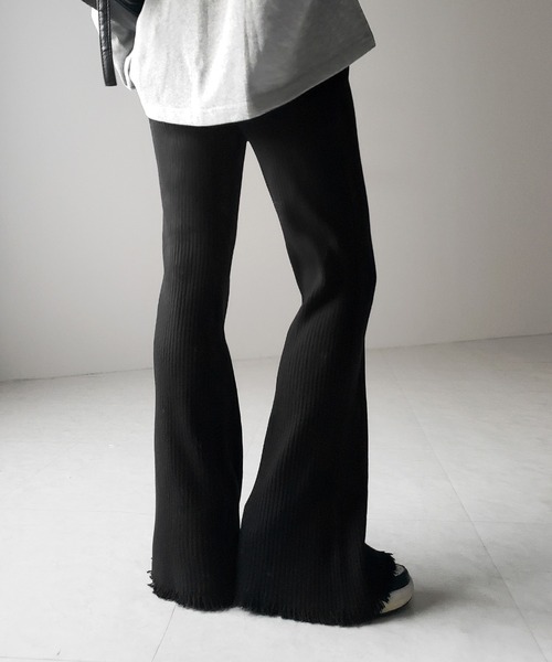 me+em select（ミームセレクト）の「【 ２color 】フリンジリブニットフレアパンツ ／  fringe lib knit  flare pants（その他パンツ・レディース・ブラック/グレー・FREE）」の22枚目の写真