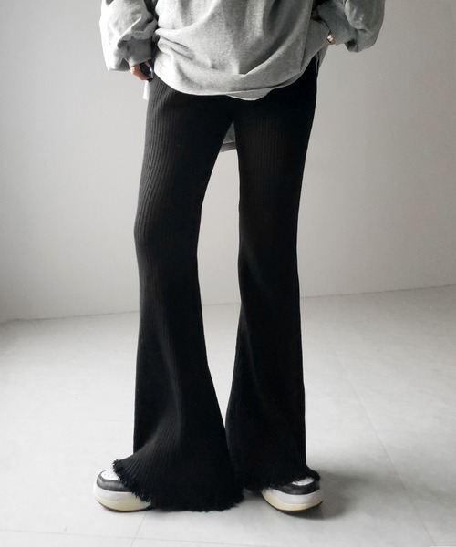 me+em select（ミームセレクト）の「【 ２color 】フリンジリブニットフレアパンツ ／  fringe lib knit  flare pants（その他パンツ・レディース・ブラック/グレー・FREE）」の20枚目の写真
