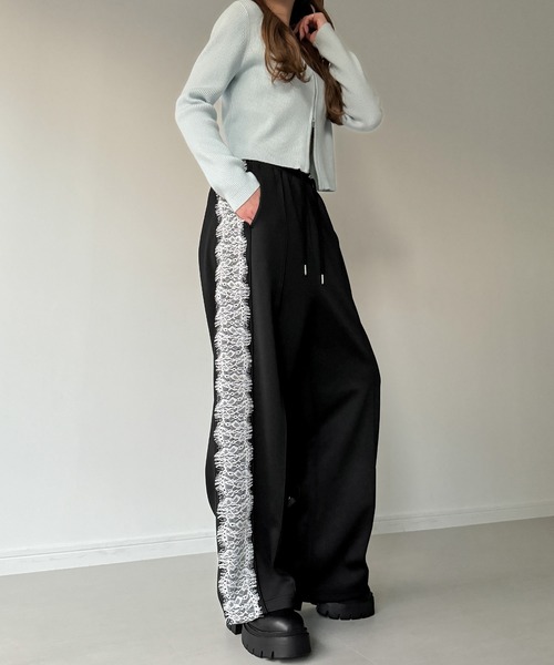 JUNOAH（ジュノア）の「ピンタックレースライントラックパンツ（その他パンツ・レディース・グレー/ネイビー/ブラック・LARGE/MEDIUM/SMALL）」の6枚目の写真