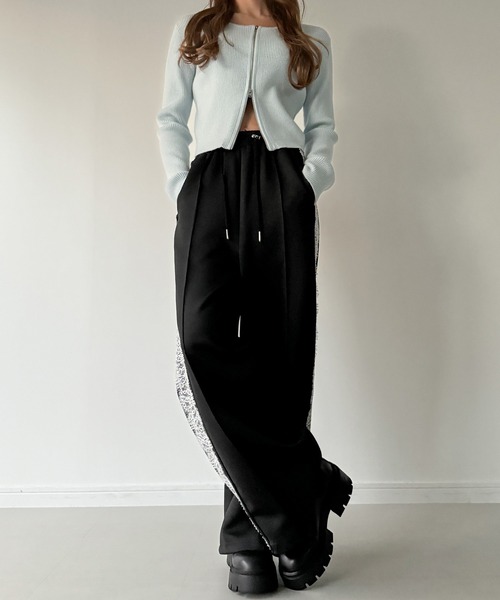 JUNOAH（ジュノア）の「ピンタックレースライントラックパンツ（その他パンツ・レディース・グレー/ネイビー/ブラック・LARGE/MEDIUM/SMALL）」の7枚目の写真