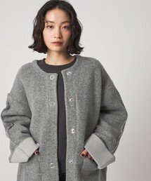 ＜CITEN＞ノーカラーニットコート