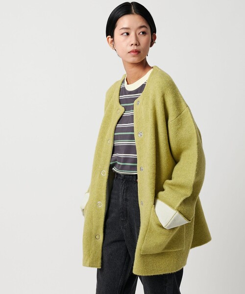 CITEN（シテン）の「＜CITEN＞ノーカラーニットコート（カーディガン/ボレロ・レディース・グレー/ブラック/ライトグレー/ダークグレー/ライム・S/M）」の5枚目の写真