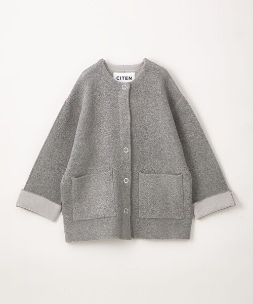 CITEN（シテン）の「＜CITEN＞ノーカラーニットコート（カーディガン/ボレロ・レディース・グレー/ブラック/ライトグレー/ダークグレー/ライム・S/M）」の18枚目の写真