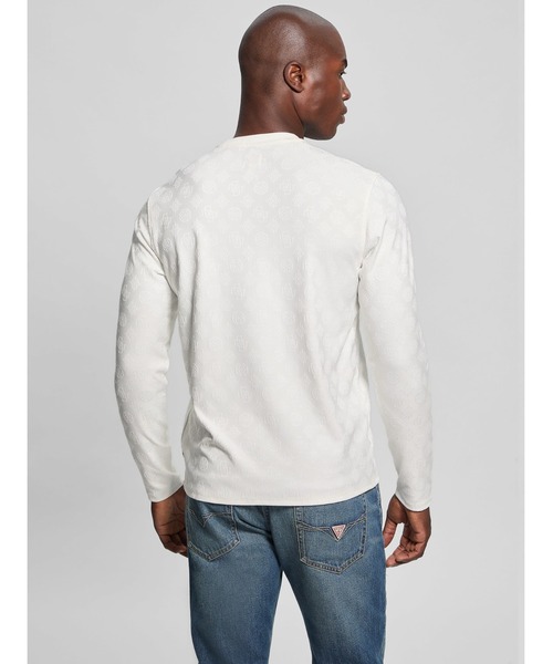 Guess(ゲス)の「LS Tonal Peony Jacquard Crew 長袖Tシャツ(Tシャツ/カットソー・メンズ・ホワイト/ブラック・MEDIUM/SMALL/LARGE/X-LARGE)」の16枚目の写真