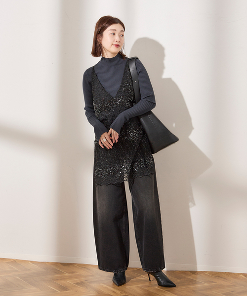 journal standard L'essage（ジャーナルスタンダードレサージュ）の「black shiny キャミ（シャツ/ブラウス・レディース・ブラック・FREE）」の2枚目の写真